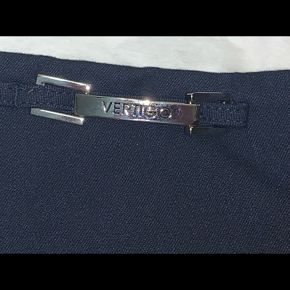 Vertigo Paris Navy Blue Dress Trousers with Silver Hardware Detailing (size 12P) - Picture 3 of 6